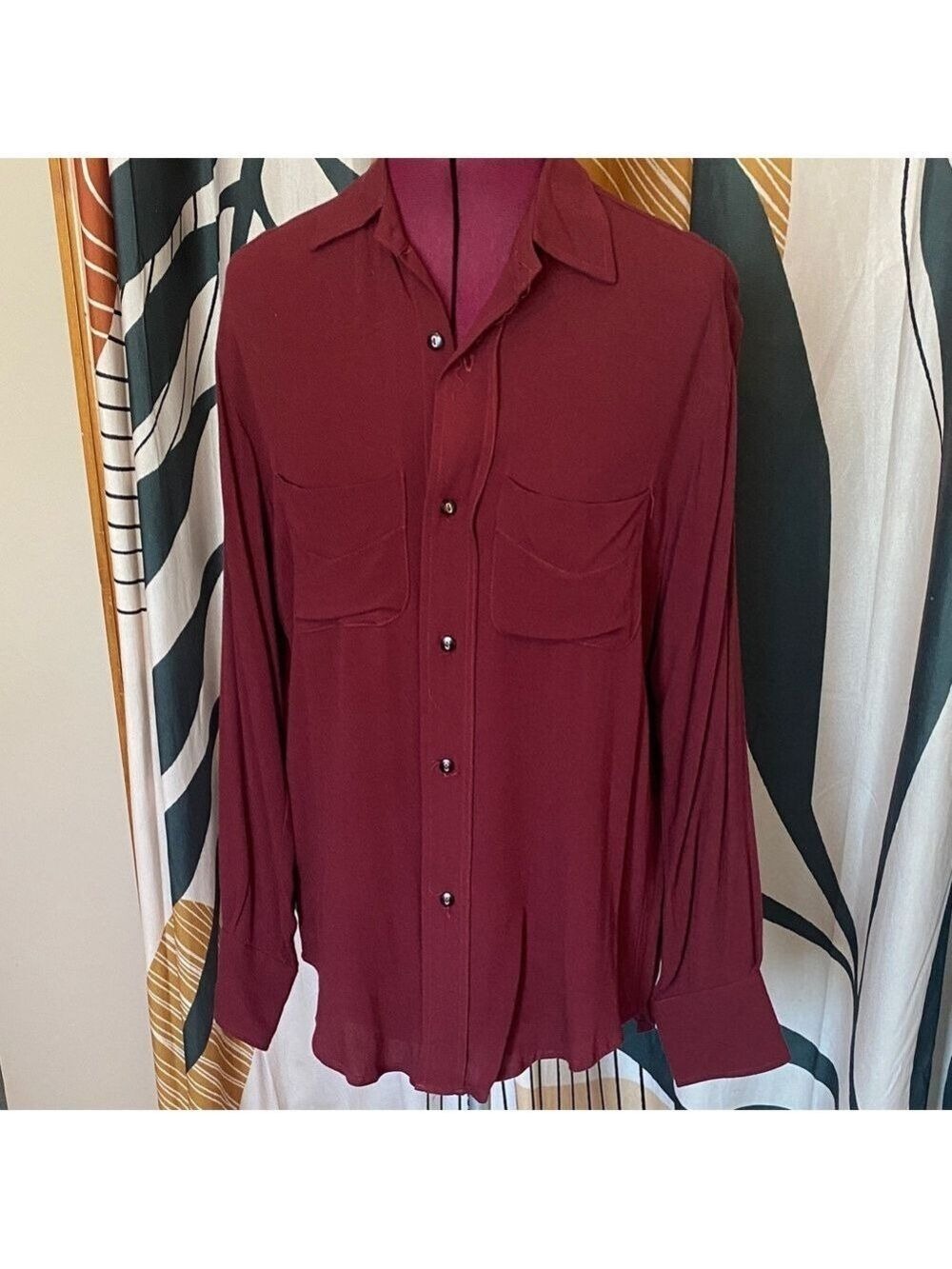 Bnwot Stillwater Elegant Women's Burgundy Button-Down Shirt